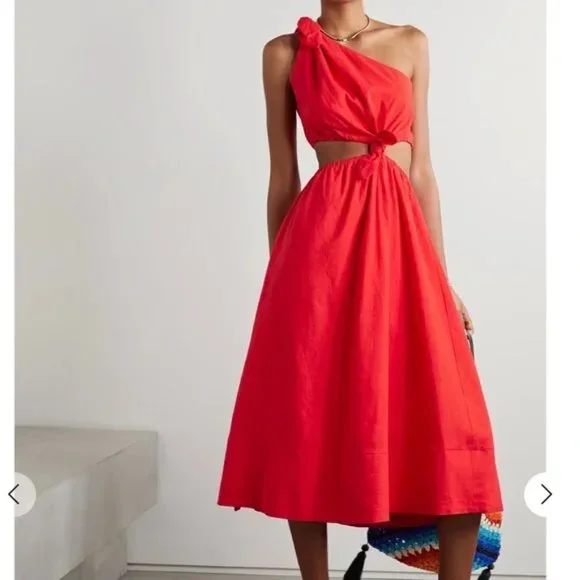 FARM Rio | Dresses | Farm Rio One Shoulder Cut Off Linen Dress | Poshmark